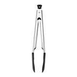 11 Inch Silicone Tip Locking Tongs, Black and Stainless Steel