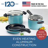 4-Piece Neat Nest Space Saving Aluminum Nonstick Saucepan Set, Aqua
