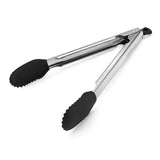 11 Inch Silicone Tip Locking Tongs, Black and Stainless Steel